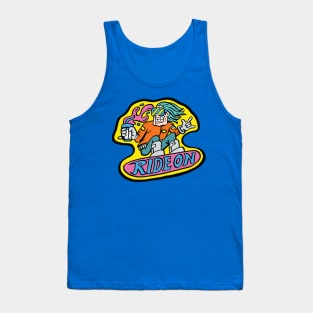 Ride On - crazy neon snowboarder Tank Top